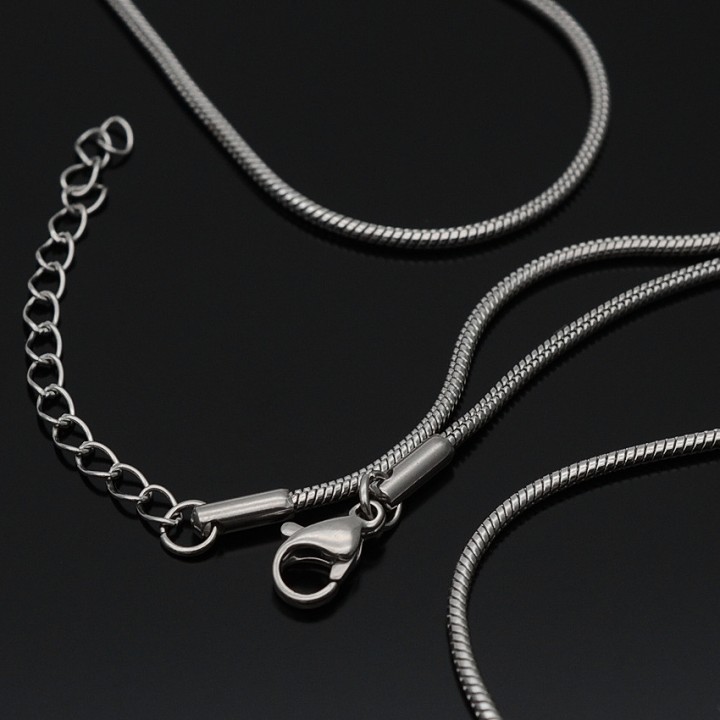 Цепочка Змейка 1.5мм с карабином 45см нержавеющая сталь, 1 штука