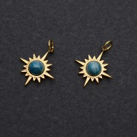 Colgante Estrella Crisocola acero inoxidable, dorado