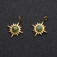 Colgante Estrella Prehnita acero inoxidable, dorado