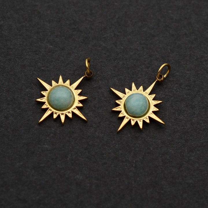 Colgante Estrella Amazonita acero inoxidable, dorado