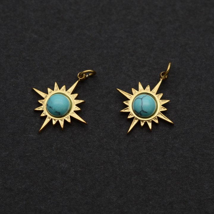Colgante Estrella Turquesa acero inoxidable, dorado