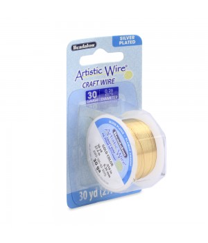 Alambre "Artistic Wire" con baño de plata calibre 30 Ga(0.26mm) color Oro 27.4 metros