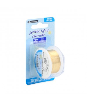 Alambre "Artistic Wire" con baño de plata calibre 32 Ga(0.20mm) color Oro 27.4 metros