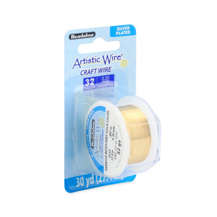 Alambre "Artistic Wire" con baño de plata calibre 32 Ga(0.20mm) color Oro 27.4 metros