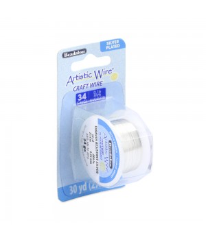 Alambre "Artistic Wire" con baño de plata calibre 34 Ga(0.16mm) 27.4 metros