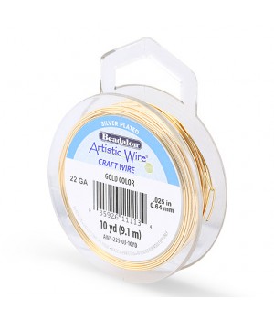 Alambre "Artistic Wire" con baño de plata calibre 22Ga(0.64mm) color Oro 9.1 metros