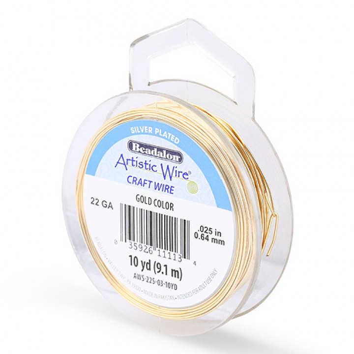 Alambre "Artistic Wire" con baño de plata calibre 22Ga(0.64mm) color Oro 9.1 metros