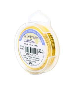 Alambre "Artistic Wire" con baño de plata calibre 22Ga(0.64mm) color Limón 9.1 metros