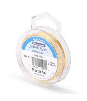 Alambre "Artistic Wire" con baño de plata calibre 24Ga(0.51mm) color Oro 13.7 metros