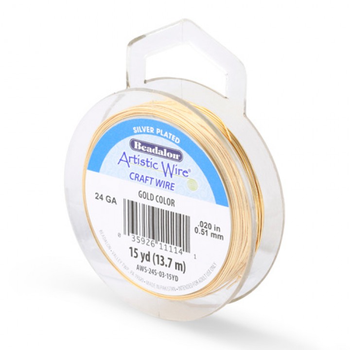 Alambre "Artistic Wire" con baño de plata calibre 24Ga(0.51mm) color Oro 13.7 metros