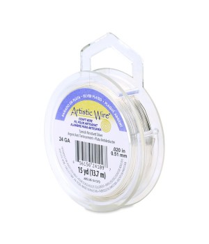 Alambre "Artistic Wire" con baño de plata calibre 24Ga(0.51mm) 13.7 metros