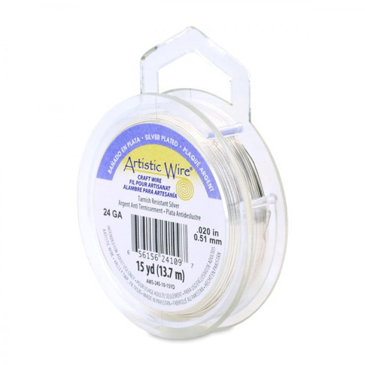 Alambre "Artistic Wire" con baño de plata calibre 24Ga(0.51mm) 13.7 metros