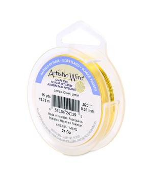 Alambre "Artistic Wire" con baño de plata calibre 24Ga(0.51mm) color Limón 13.7 metros
