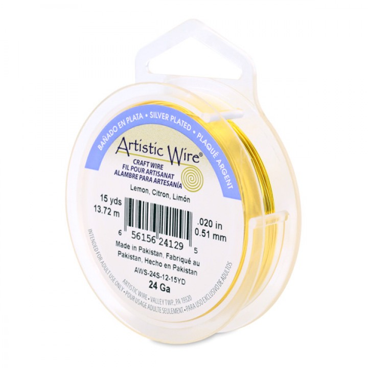 Alambre "Artistic Wire" con baño de plata calibre 24Ga(0.51mm) color Limón 13.7 metros