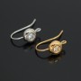 Earrings 8mm with one cubic zirconia, 24 carat gold plated