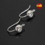 Earrings 8mm with one cubic zirconia, rhodium plated
