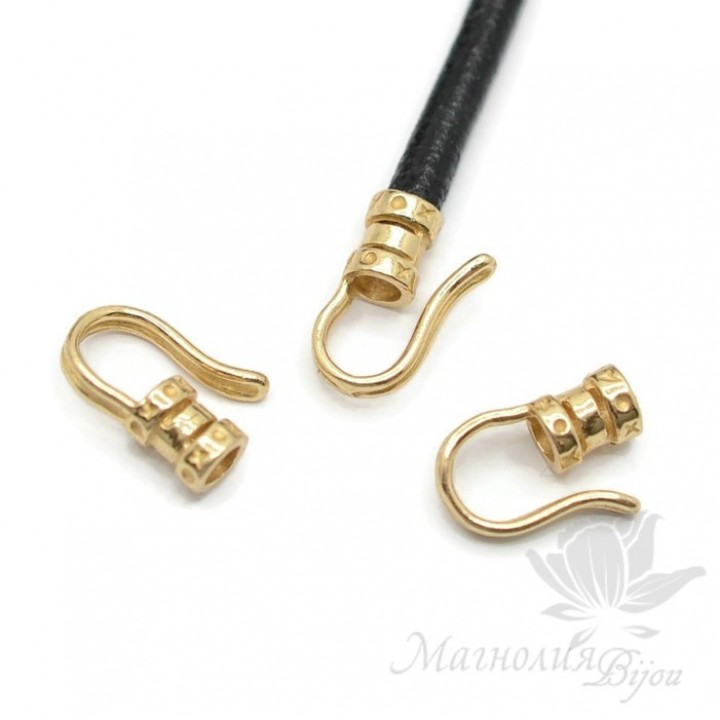 End cap with hook "Keg 2.9mm", 24K gold plated