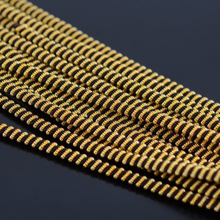Canutillo doble trenzado espiral 4mm para bordado, gold black