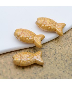 Fish Ceramic Beads ~30:17mm mustard AB color, 1 piece