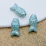 Fish Ceramic Beads ~30:17mm turquoise AB color, 1 piece