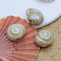 Shell Ceramic Beads ~24:20mm sand AB color, 1 piece
