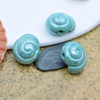 Shell Ceramic Beads ~24:20mm turquoise AB color, 1 piece