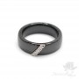 Керамическое кольцо с металлической вставкой Полоска, цвет чёрный