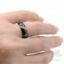 Керамическое кольцо с металлической вставкой Полоска, цвет чёрный