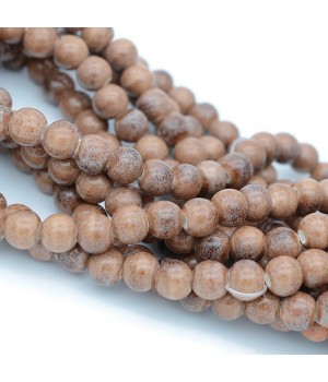 Glazed Porcelain Ceramic Round Beads 8mm Antique Brown color, 1 strand