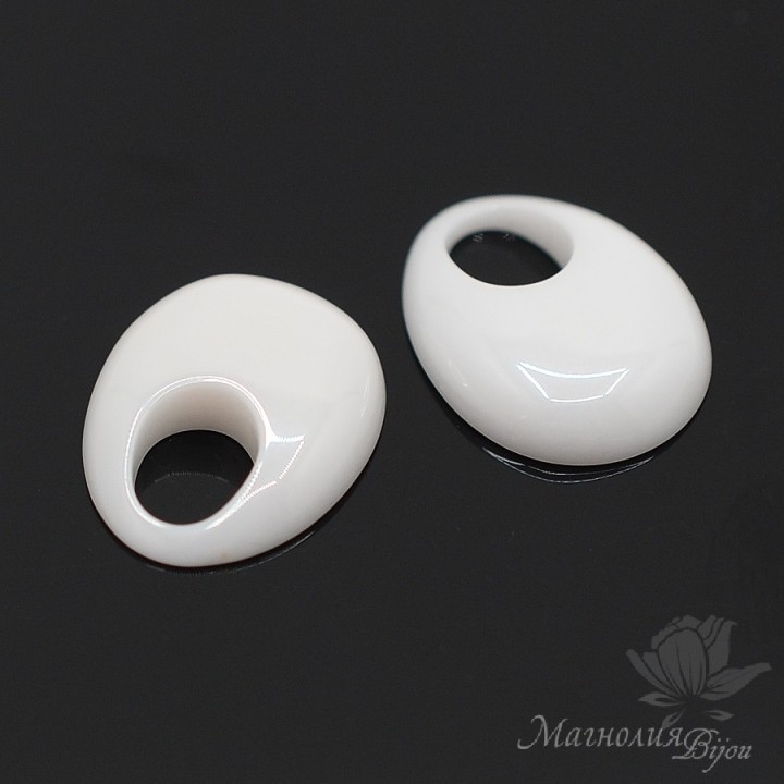 Cuenta cerámica Gota 17.5:14mm, color blanco