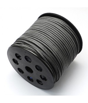 Замшевый плоский шнур 2.5мм цвет тёмно-серый, 1 метр