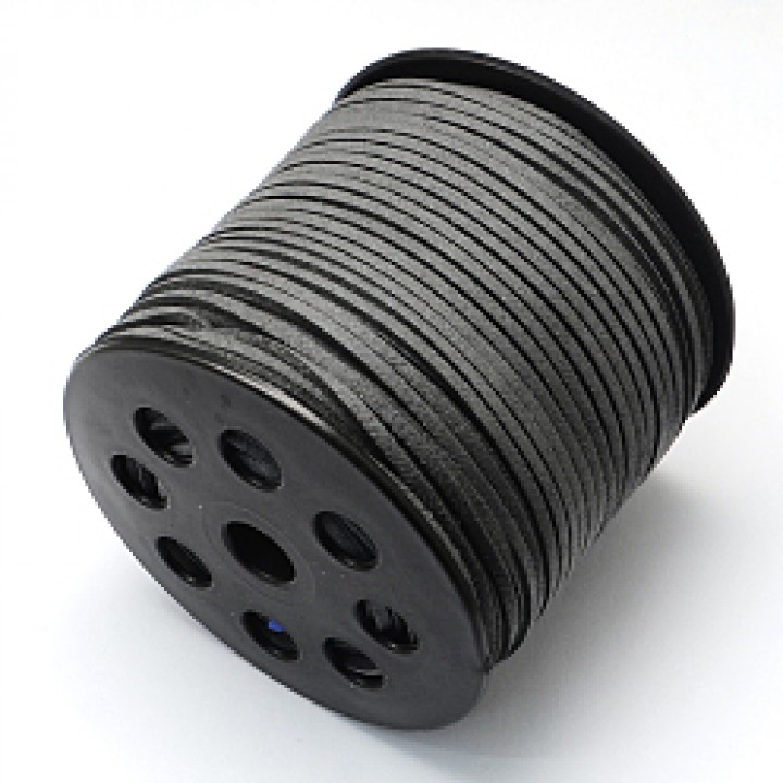 Замшевый плоский шнур 2.5мм цвет тёмно-серый, 1 метр