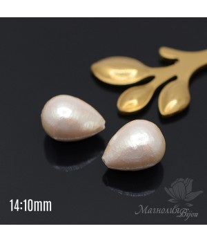 Cotton pearl drop 14:10mm, beige