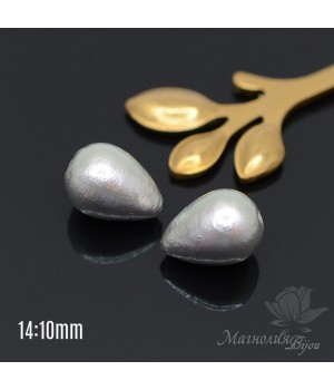 Cotton pearl drop 14:10mm, gray