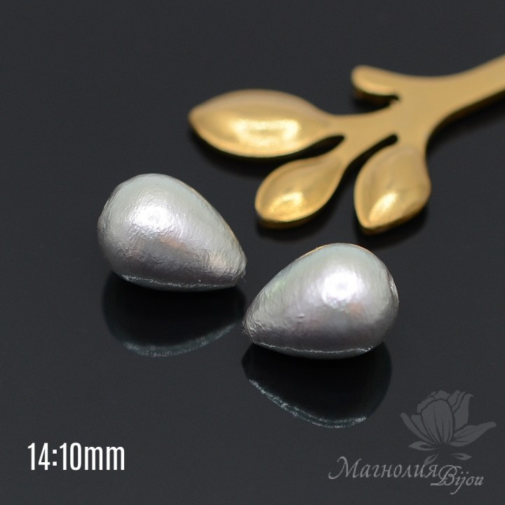 Perlas de algodón gota 14:10mm, color gris