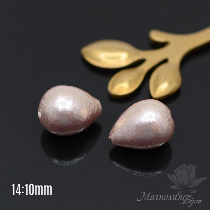 Cotton pearl drop 14:10mm, lilac