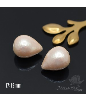 Cotton pearl drop 17:12mm, beige