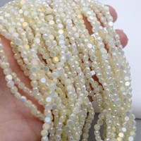 Faceted Coin Glass Beads 4mm color Butter, 1 strand (~140 beads)