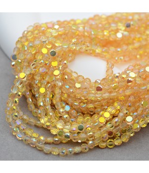 Бусины хрустальные Монетка 4мм цвет золотистый АВ, 1 нить(~140 бусин)