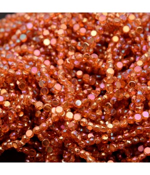 Faceted Coin Glass Beads 4mm color Magma AB, 1 strand (~140 beads)