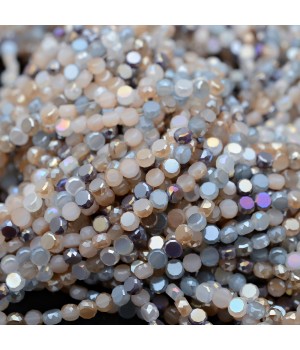Faceted Coin Glass Beads 4mm color MIX, 1 strand (~140 beads)