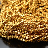 Faceted Coin Glass Beads 4mm Gold color, 1 strand (~140 beads)
