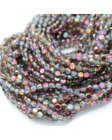 Cuentas de cristal Disco 4mm color Purple Vitrail, 1 hilo(~140 cuentas)