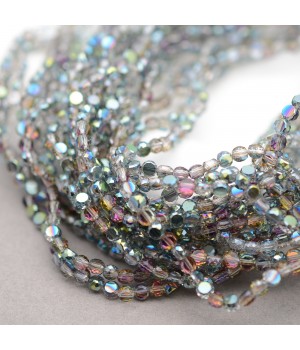 Faceted Coin Glass Beads 4mm color Vitrail, 1 strand (~140 beads)