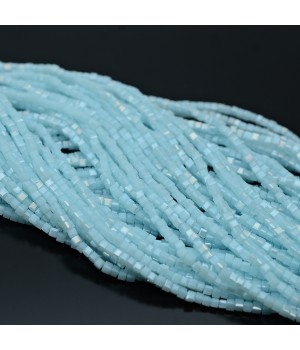 Faceted Cube Glass Beads 1.5mm color Blue Porcelain AB, 1 strand (~190 beads)