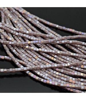 Кубик хрустальные бусины 1.5мм цвет лиловый Фарфор АВ, 1 нить(~190 бусин)