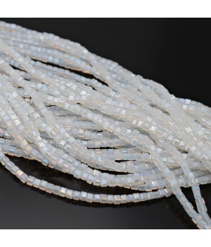 Кубик хрустальные бусины 1.5мм цвет белый Опал АВ, 1 нить(~190 бусин)