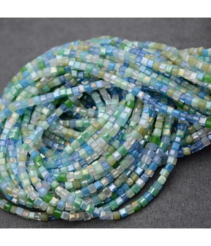 Кубик хрустальные бусины 2мм Микс 4 Морской Бриз, 1 нить(~178 бусин)