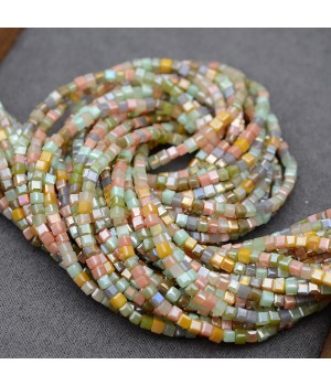 Кубик хрустальные бусины 2мм Микс 6 Оливковый, 1 нить(~178 бусин)