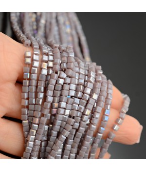 Кубик хрустальные бусины 3мм цвет лиловый Фарфор АВ, 1 нить(~98 бусин)